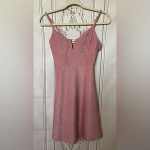 Almost Famous Pink Shimmer Fit & Flare Dress | Size Medium